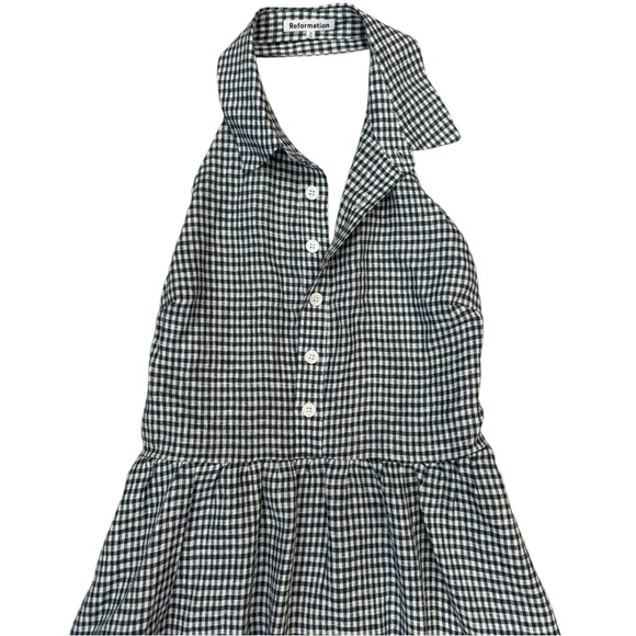 NWT Reformation Tace Linen Dress in Blue Motif Size 12 - Picture 5 of 10